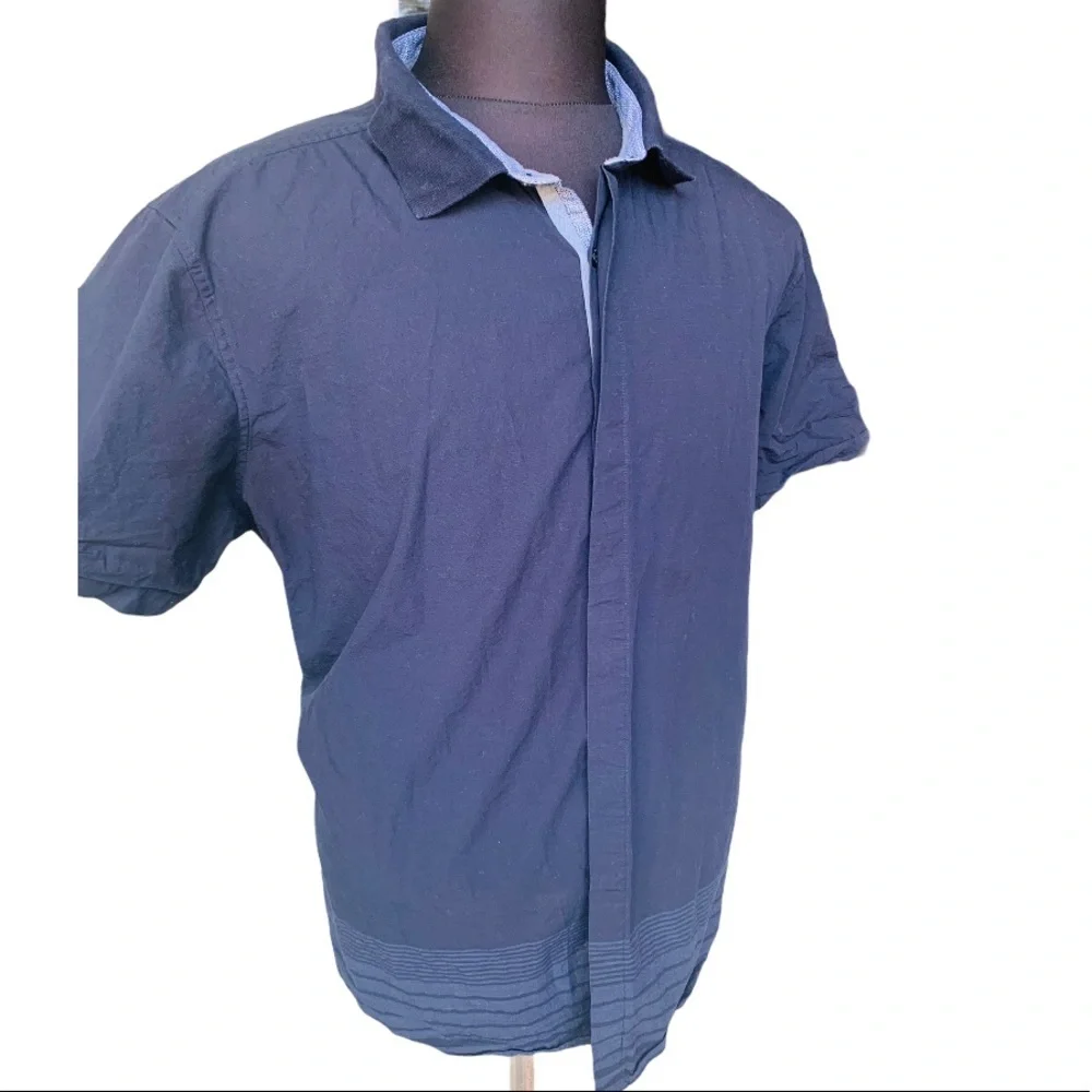 Ryan Seacrest Mens Dash Print Button Up Shirt - Picture 3 of 4